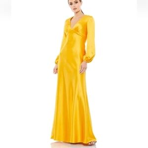Ieena Mac Duggal Dress Size 4 Elegant Yellow Satin Dress New With Tags